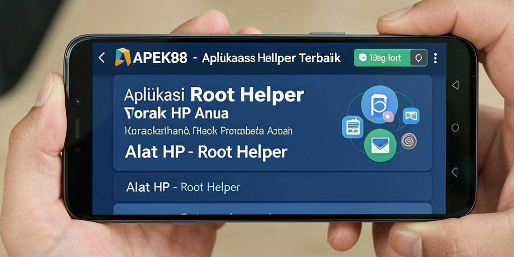 Tampilan antarmuka utama APEK88 yang sederhana dan efektif untuk Root Helper.