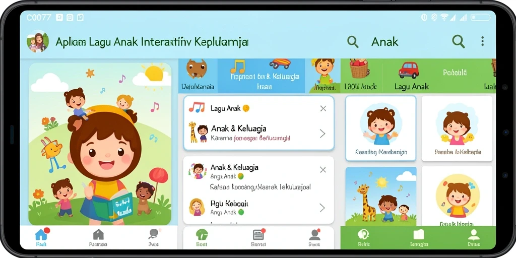 Tampilan antarmuka pengguna <strong>C0077</strong> yang ceria dan menarik untuk anak-anak.