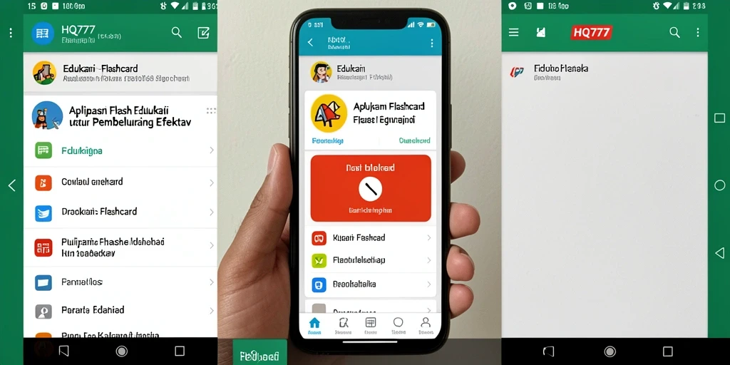 Tampilan antarmuka HQ777 dengan fitur Flashcard yang menarik.