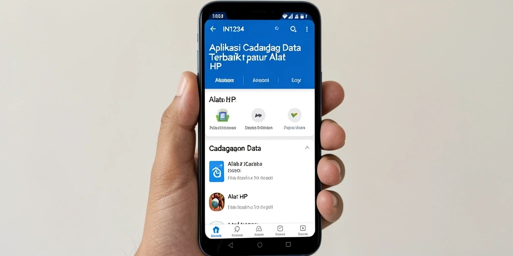 Screenshot dari antarmuka utama aplikasi Cadangan Data IN1234.
