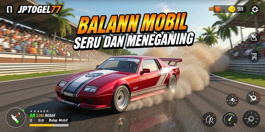 Antarmuka canggih dari JPTOGEL77 yang menampilkan balapan mobil.